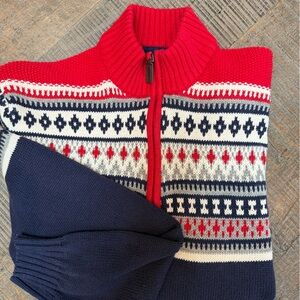 Izod Red and Navy Fair Isle  Sweater